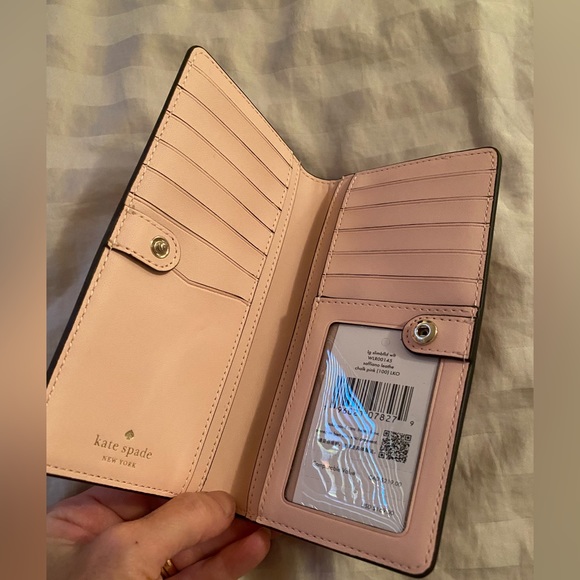 Kate Spade, Large slim bifold leather wallet. New with tags, chalk pink color. - Picture 3 of 10